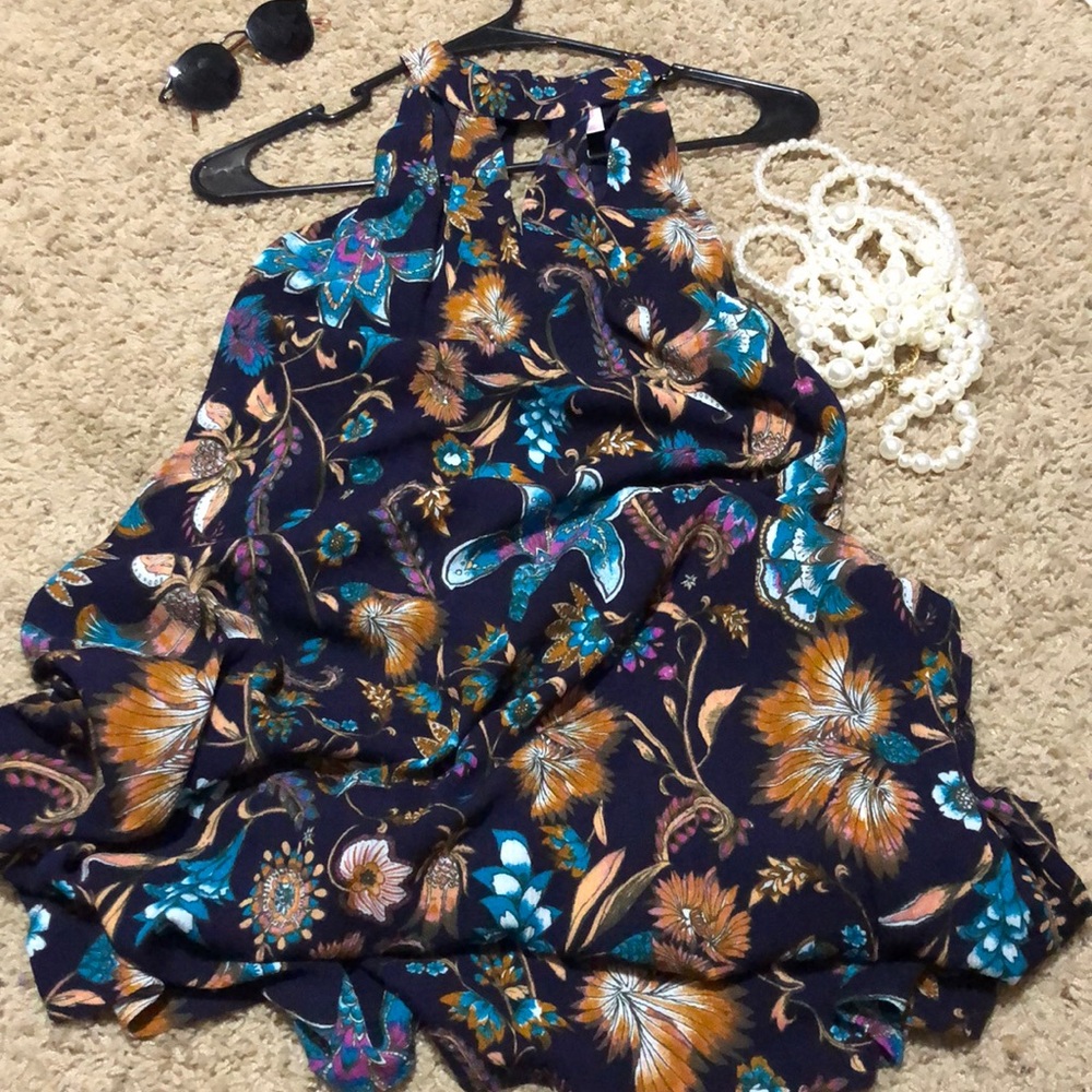 xhilaration haltered flower dress. size m